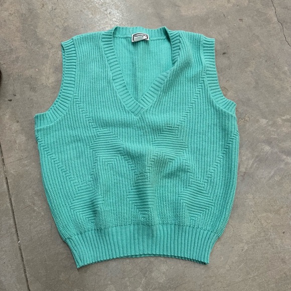 Vintage Sweaters - Vintage Blue V-Neck Sweater Vest